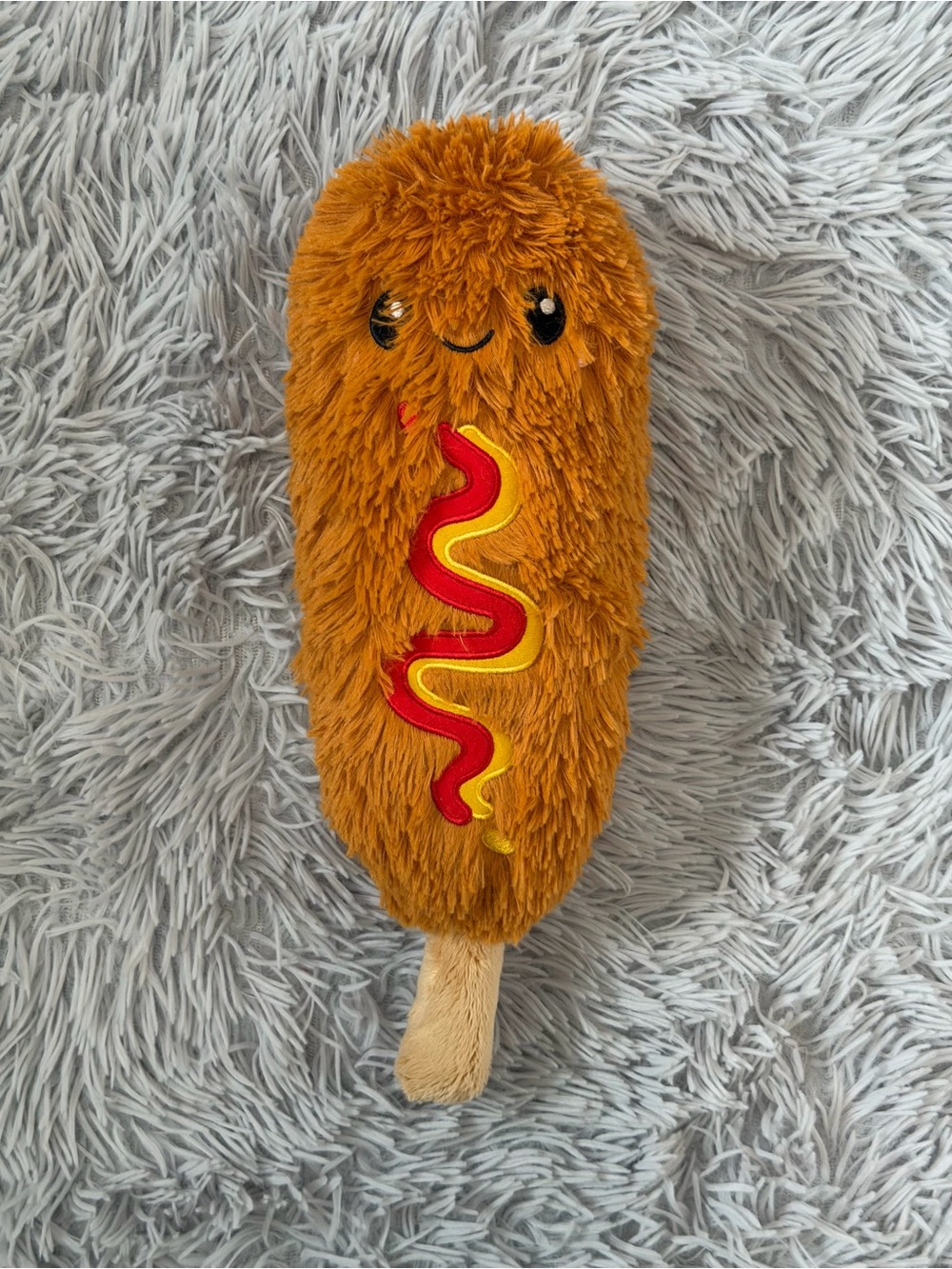Squishable Corn Dog Stuffed Toy with Ketchup & Mustard Accent